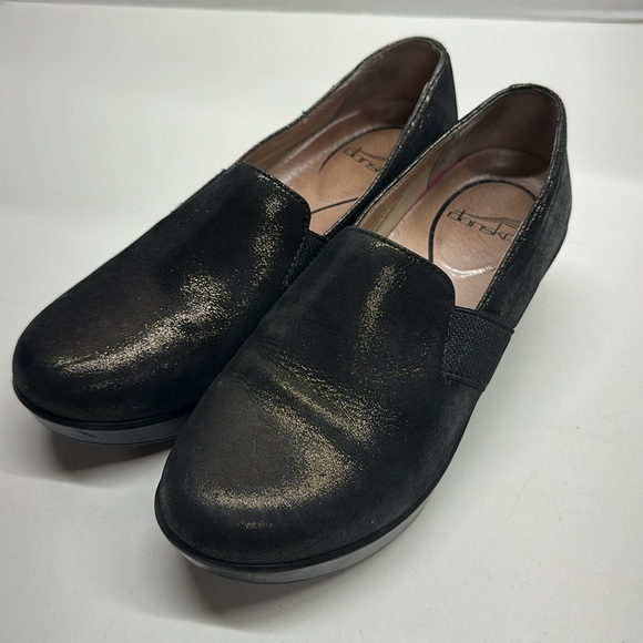 Dansko Jessica Clogs Shoes Casual Slip On Suede Metallic Black Bronze Size 39 9 - Picture 2 of 11